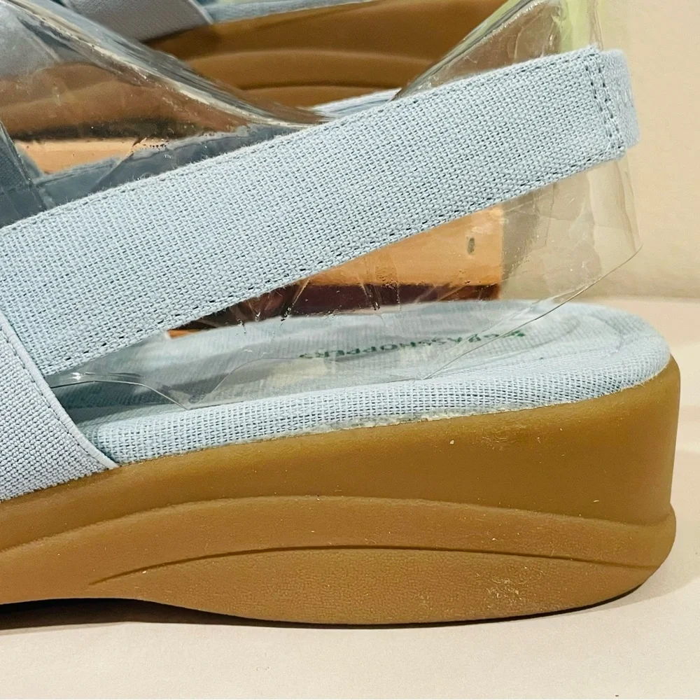 NIB! Grasshoppers “Amelia III” Women's Blue Chambray Fabric Sandals